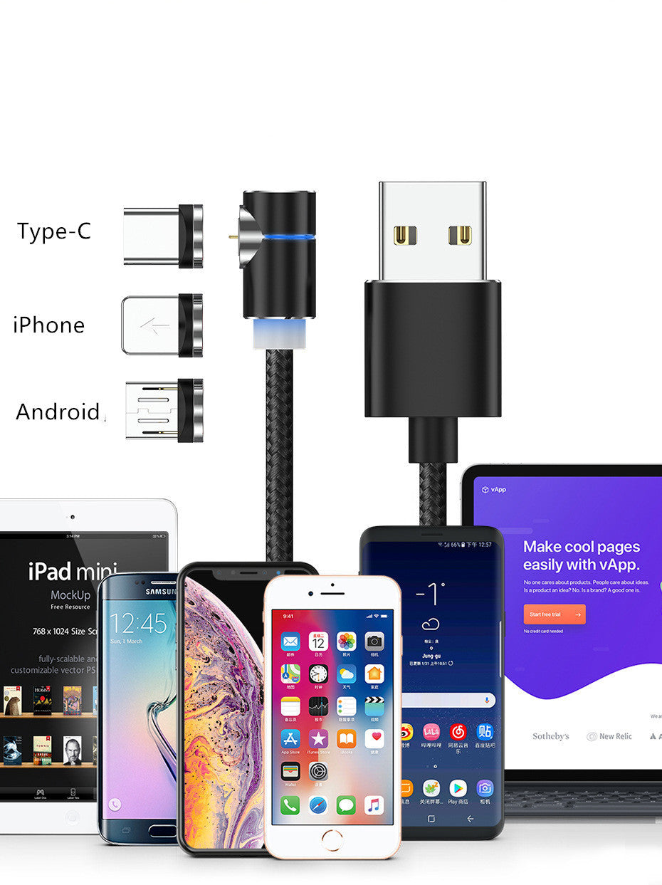 Magnetic LED Charger Cable USB Cable & USB Type-C/ Apple.